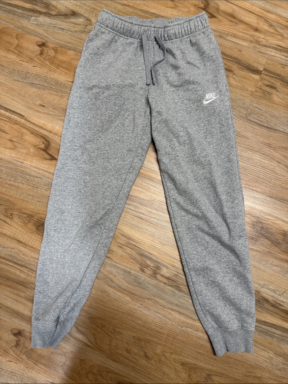 Nike Kids Gray Heather Joggers with White Swoosh